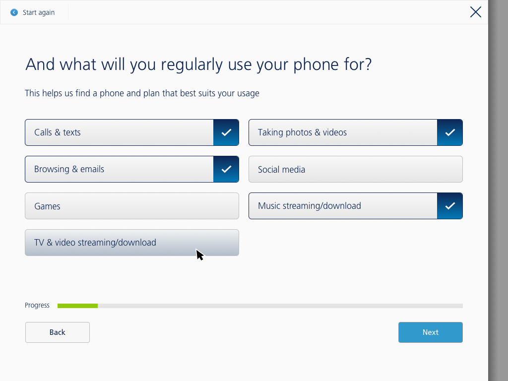 O2 online question step