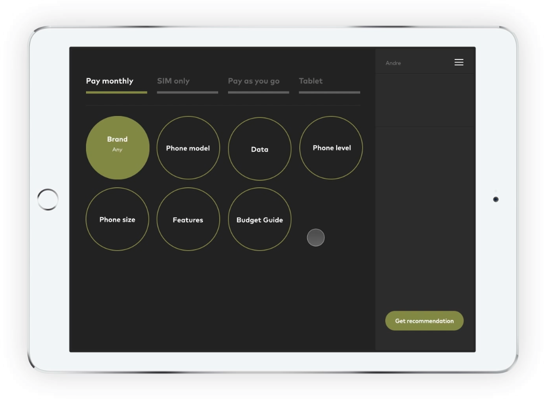 Question journey dashboard UI