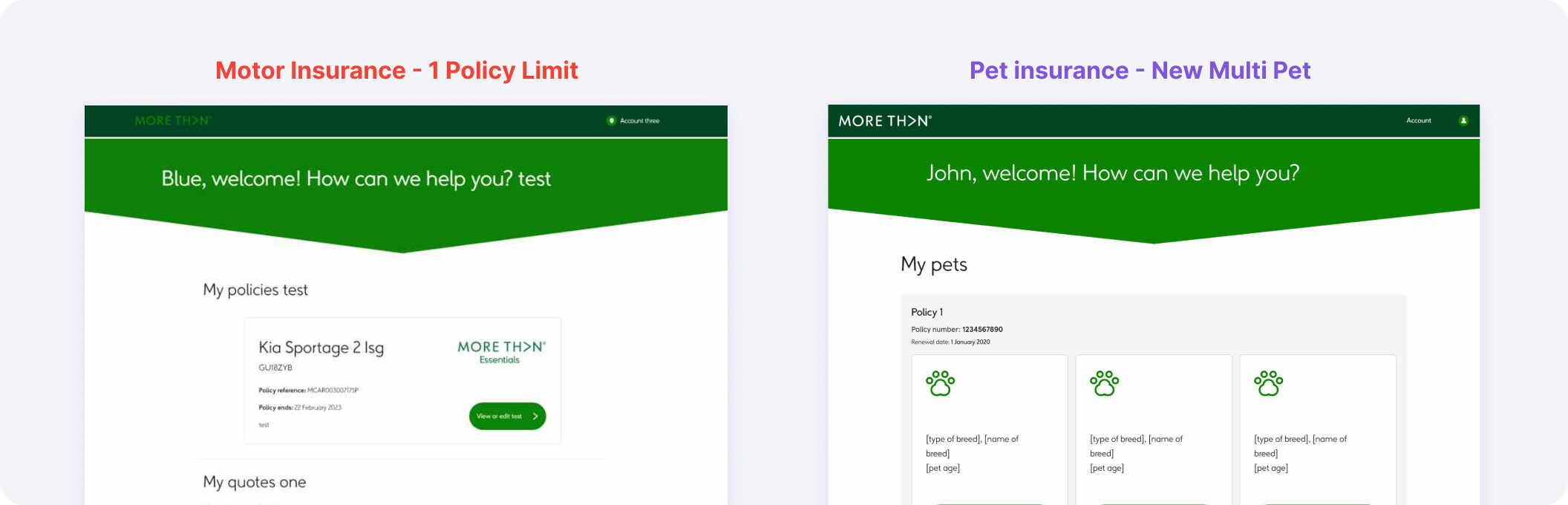 RSA motor vs pet insurance comparison